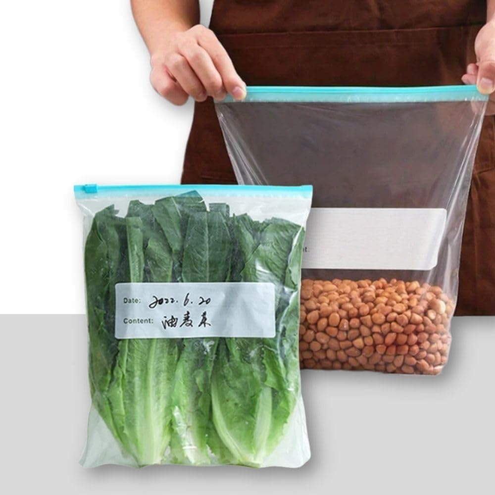 Saco Hermético - 10 Unidades Tamanho G - Saco Para Congelar Armazenar e Organizar Alimentos - Com Zip Abre e Fecha Reutilizável Livre de BPA - Saquinho Para Congelador-IT