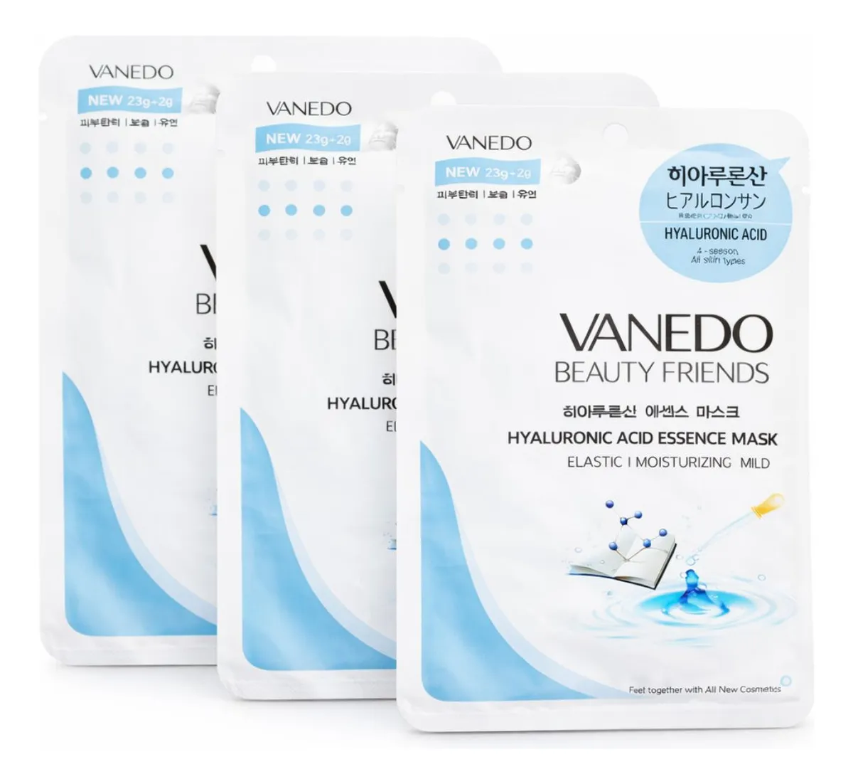 Kit 3 Máscaras De Hidratação Facial Coreana Beauty Friends Vanedo